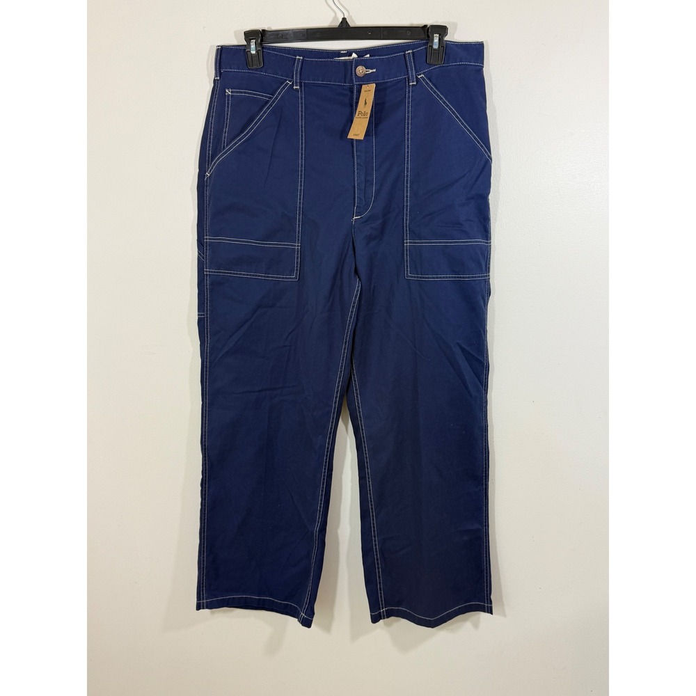 NWT Polo Ralph Lauren Utility Pants Women's 16 Navy Wide Leg Workwear Carpenter